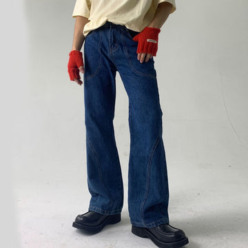 Jeans Men Washed Vintage Loose Casual Denim Pants Jeans Man Korean Style Fashion Streetwear Hip Hop Vintage Jeans Trousers Man aidase-shop